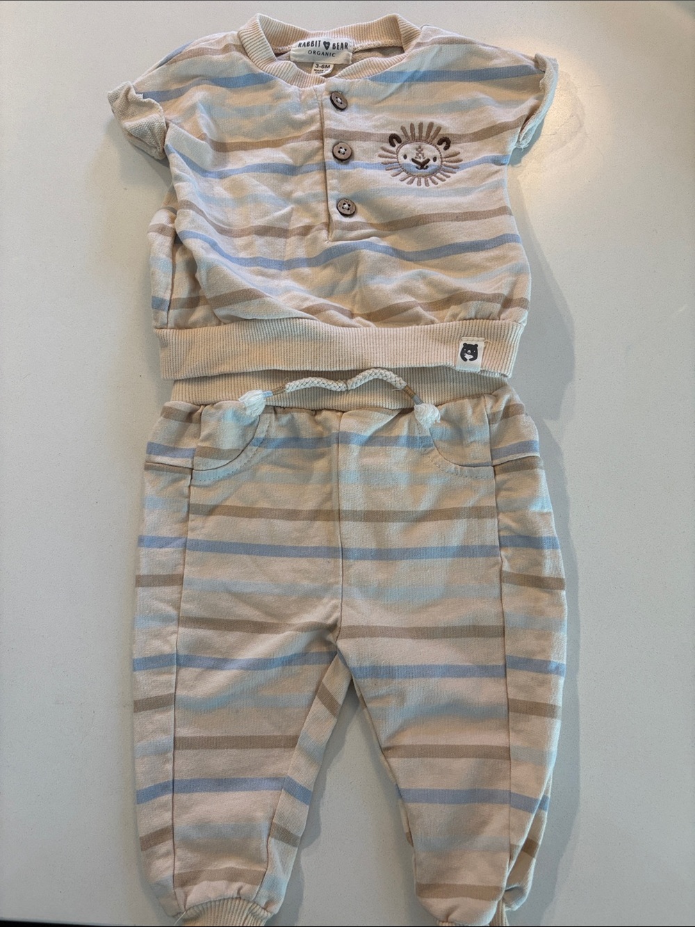 Rabbit and Bear Two-Piece Baby Set with Lion Applique